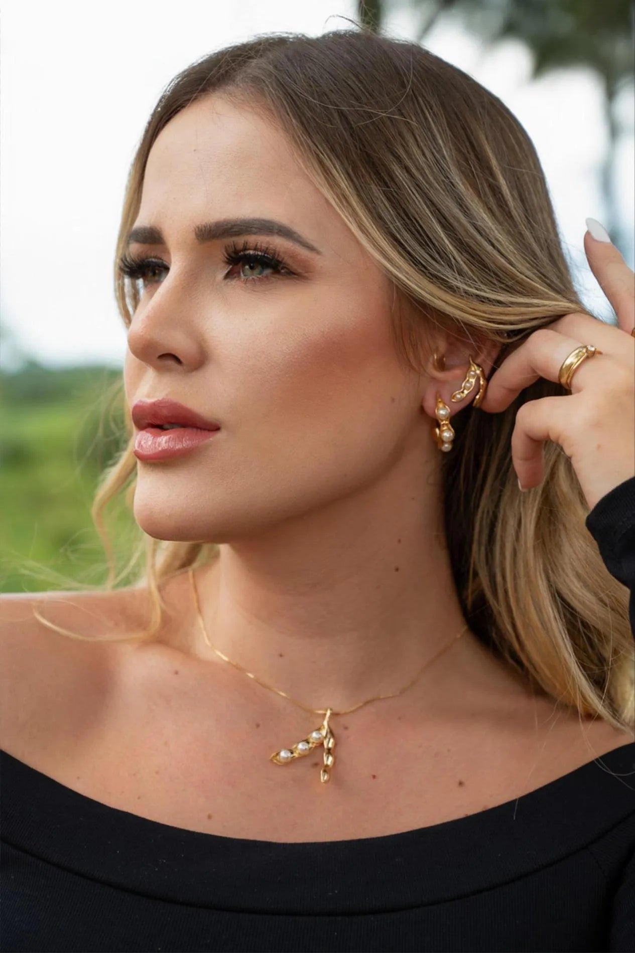 Argola Soja com Perólas