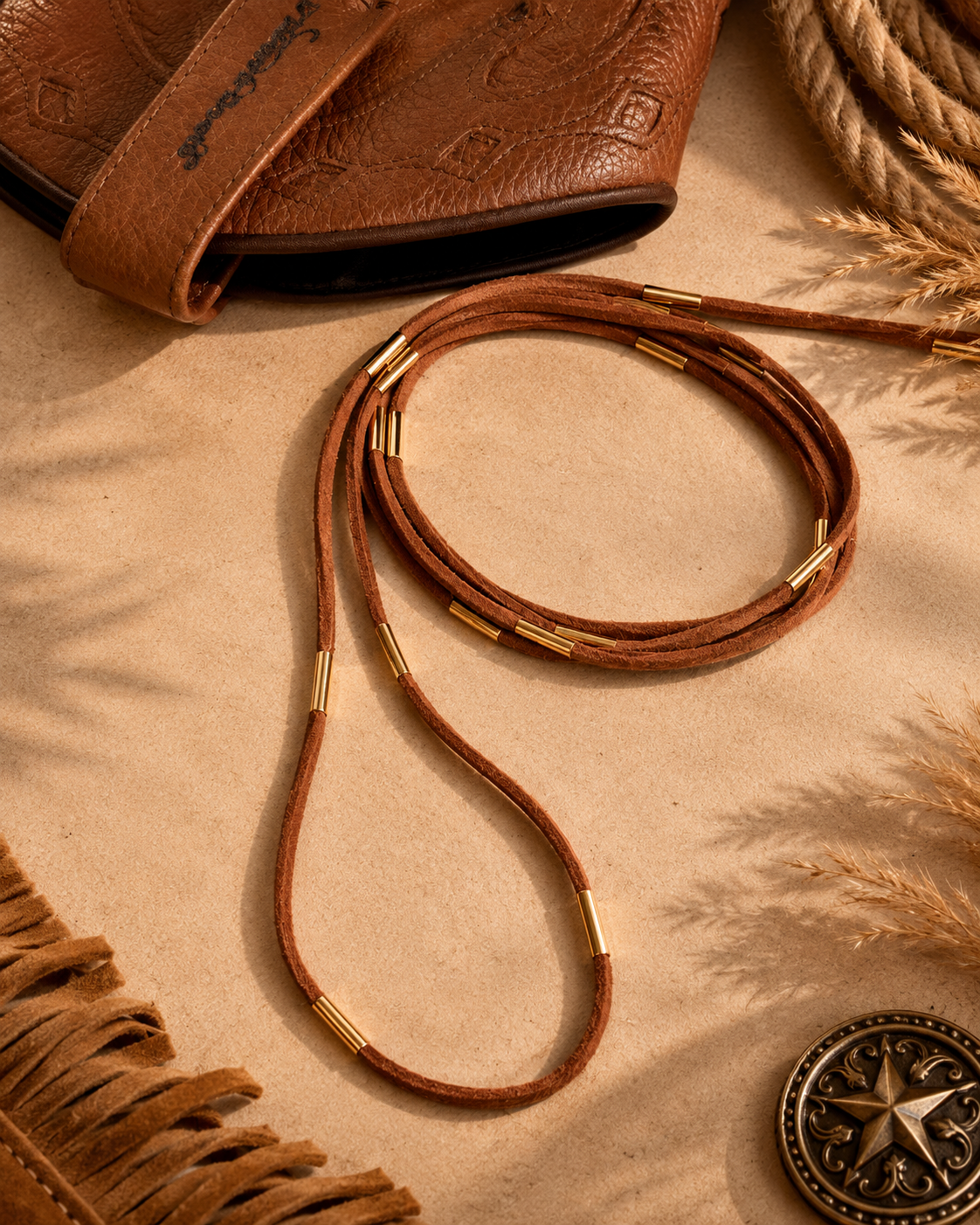 Colar Western-Couro Pelica